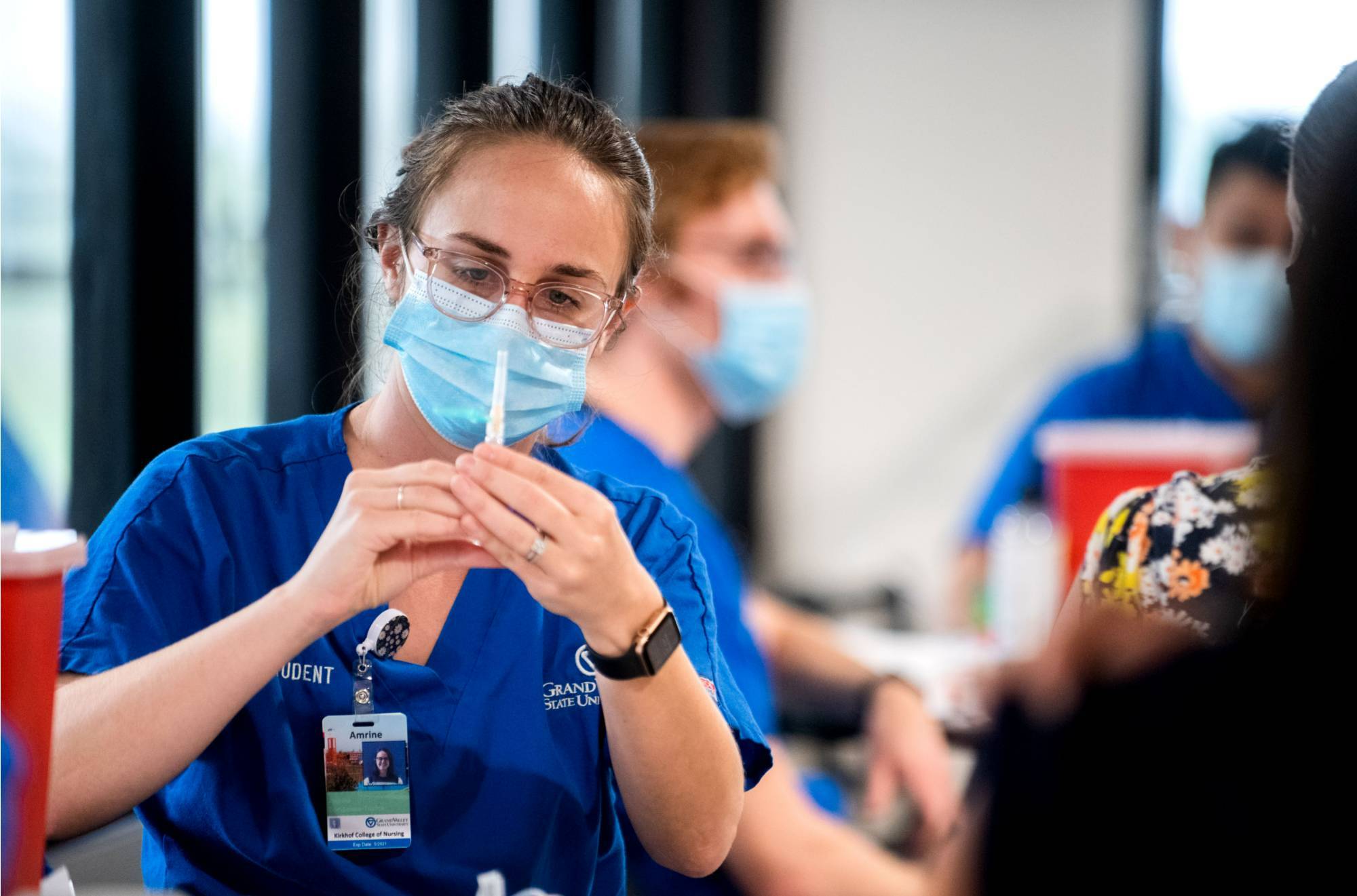 Student at a flu clinic